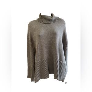 GAP Charcoal Silver Glitter Turtleneck Heavy Sweater Large SideSlit Like New